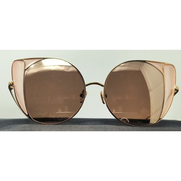Linda Farrow LFL854/6 Rose Gold Plated Cat Eye Titanium Frame Sunglasses NEW